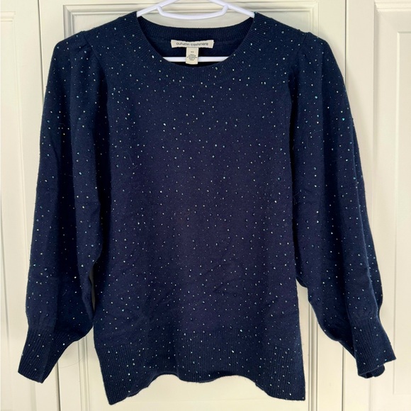 Autumn Cashmere crystal embellished navy blue cashmere sweater size XS - Picture 1 of 5
